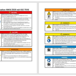 Warnhinweise ANSI Z535 und ISO 7010