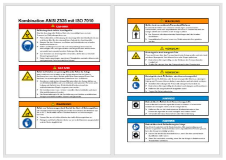 Warnhinweise ANSI Z535 und ISO 7010